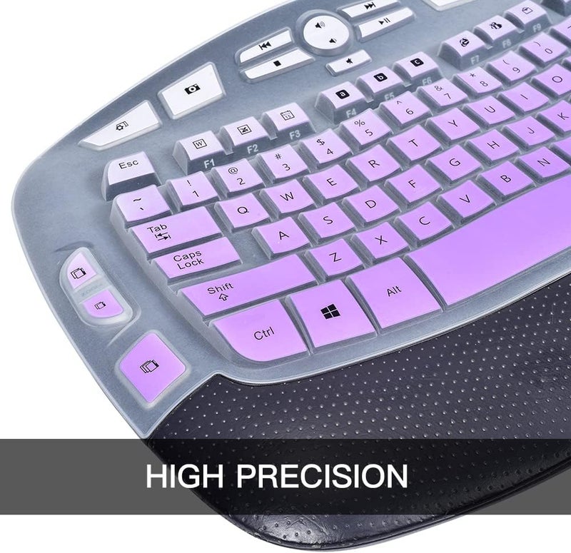imComor Keyboard Cover for Logitech K350 MK550 MK570 Keyboard Cover Skin for Logitech K350 MK550 MK570 Wireless Wave Keyboards Covers Skin Protector Accessories, Ombre Purple - Image 2